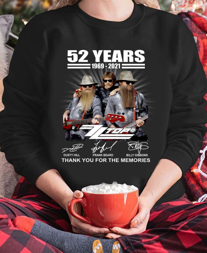 ZZ TOP 52 Years 1969 2021 Thank You For The Memries t-shirt sweatshirt