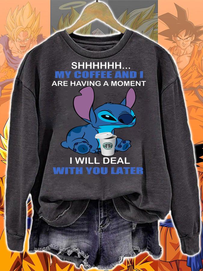 Stitch Shhh My Coffee And I Are Having A Moment Starbucks t-shirt sweatshirt