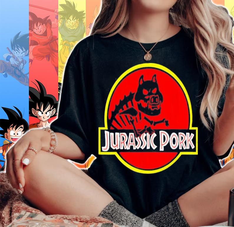 Jurassic Pork Dinosaur Pig Humorous Pork Funny Shirt t-shirt woman shirt
