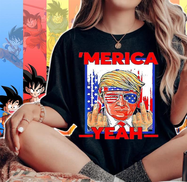 4th of July Patriotic Donald Trump Merica USA Flag t-shirt woman shirt