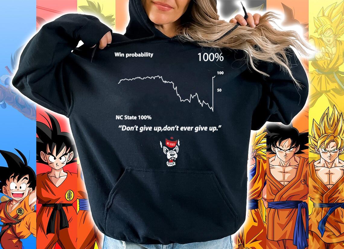 Student Wolfpack Club Win Probability Don't Give Up Don't Ever Give Up Shirt t-shirt hoodie