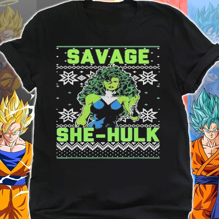 Ugly Christmas Sweater She Hulk Savage T-Shirt t-shirt shirt