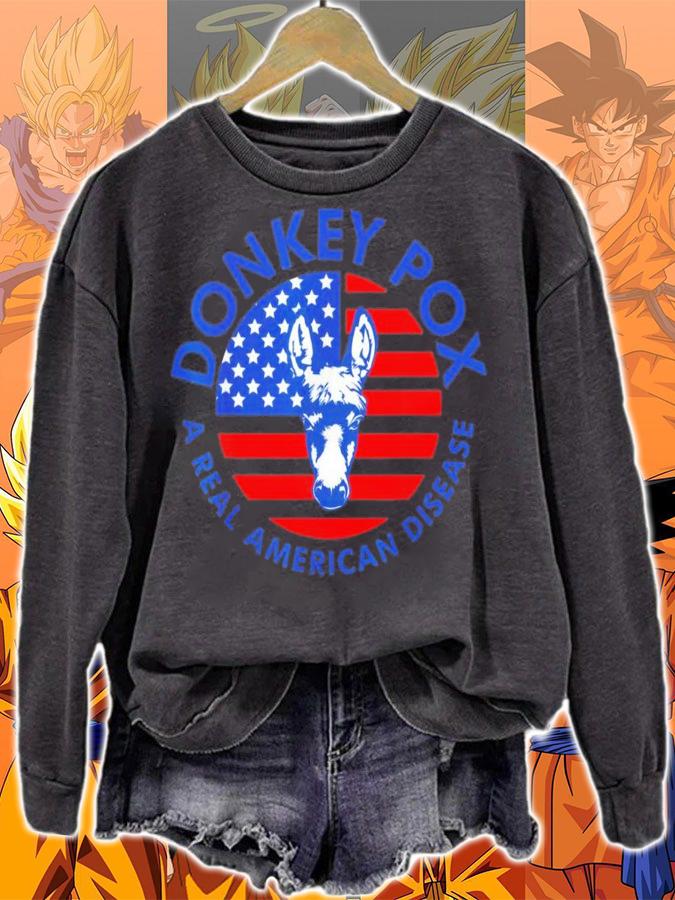 Donkey Pox A Real American Disease US Flag T-Shirt t-shirt sweatshirt