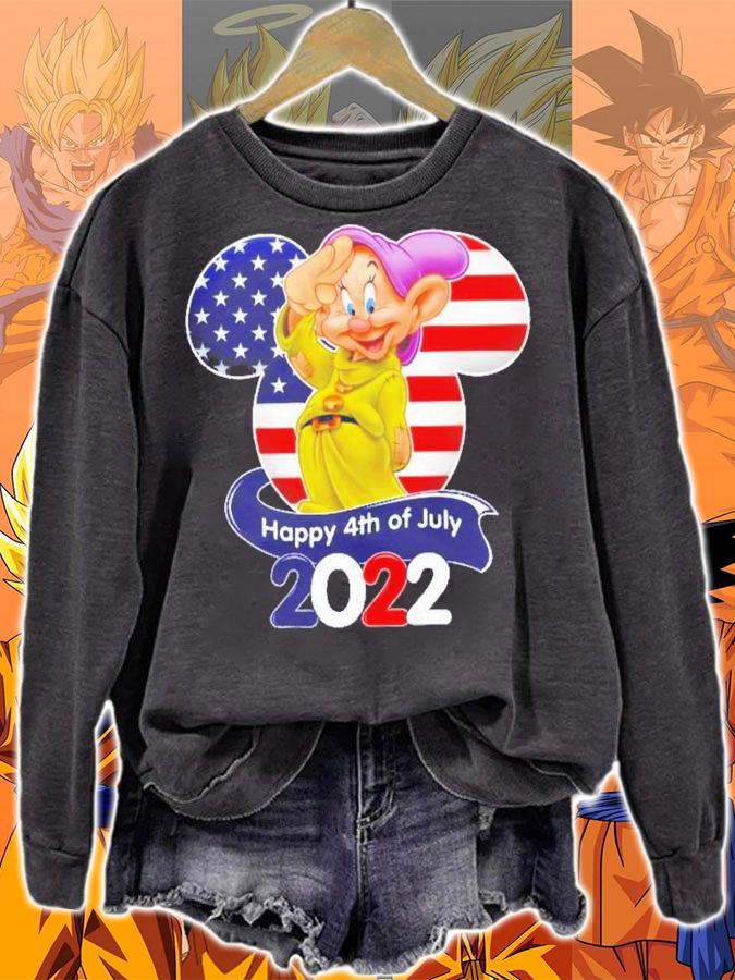 Dopey Dwarf Flag 4th Of July Colorful Disney Graphic Cartoon T-Shirt t-shirt sweatshirt