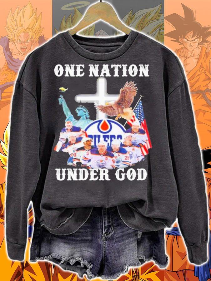 Edmonton Oilers One Nation Under God Signatures Shirt t-shirt sweatshirt