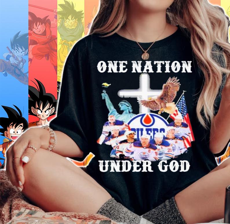 Edmonton Oilers One Nation Under God Signatures Shirt t-shirt woman shirt