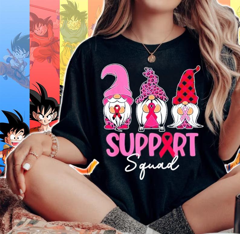 Gnomes Support Squad Breast Cancer Awareness Pink Ribbon Shirt t-shirt woman shirt