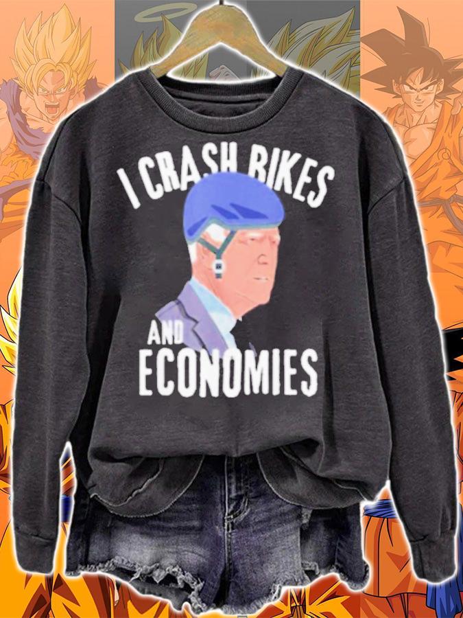 I Crash Bikes And Economies Joe Biden Falling Off Bike Shirt t-shirt sweatshirt