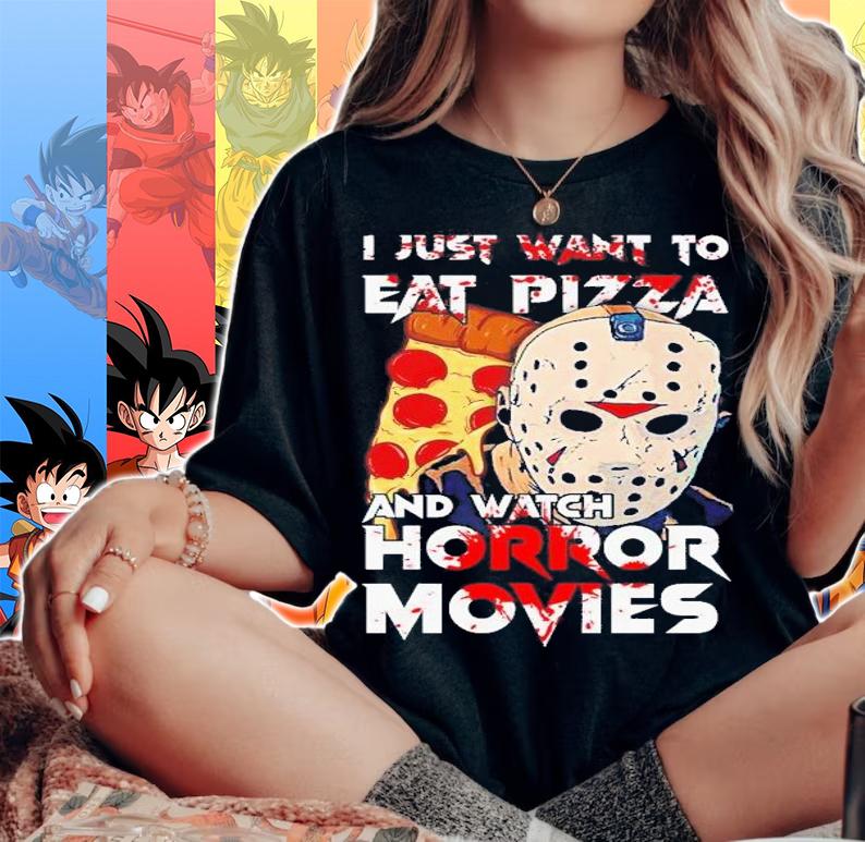I Just Want To Eat Pizza And Watch Horror Movies Vintage T-Shirt t-shirt woman shirt