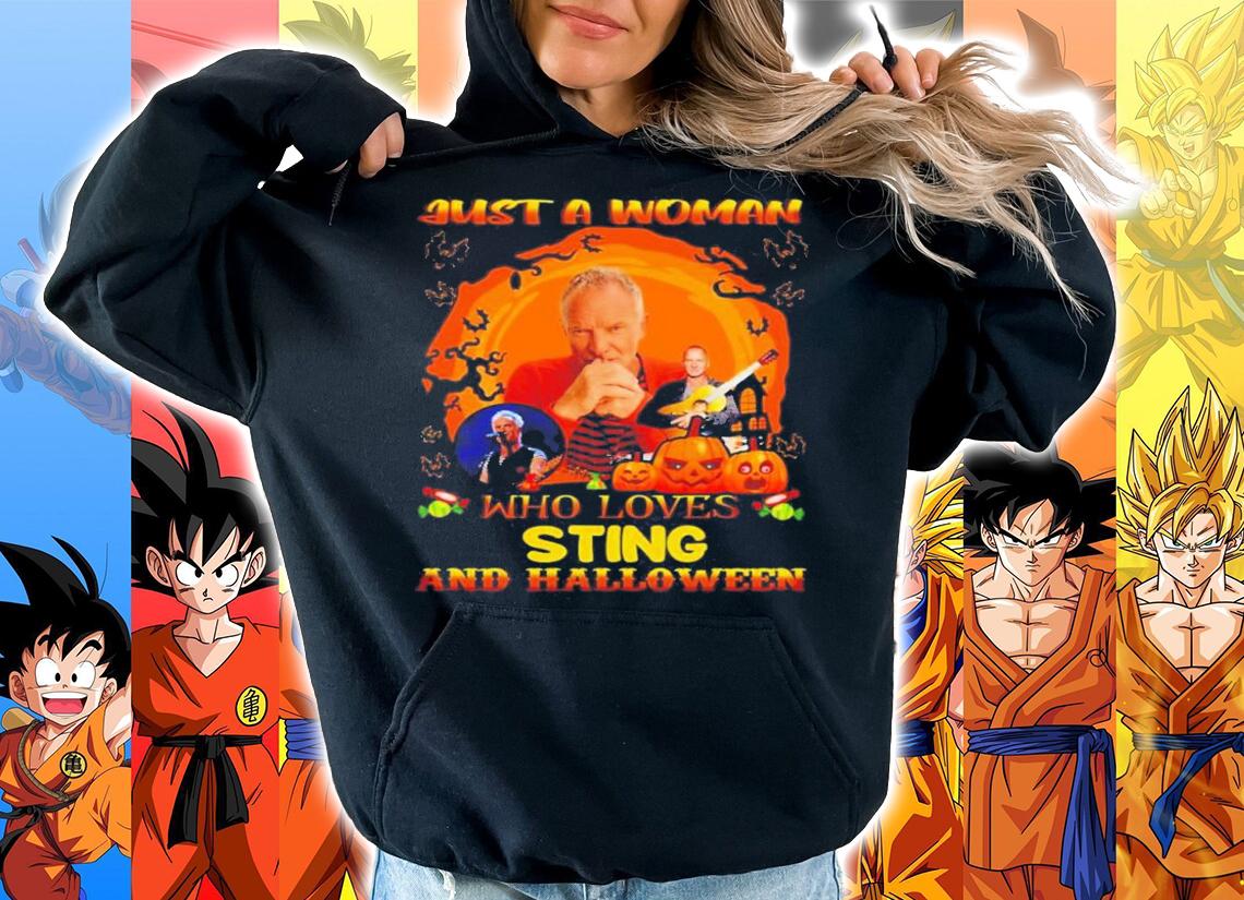 Just A Woman Who Loves Sting And Halloween Shirt t-shirt hoodie