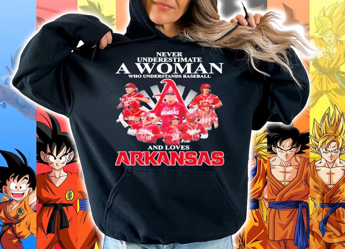 Never Underestimate A Woman Who Understands Baseball And Loves Arkansas Razorbacks t-shirt hoodie