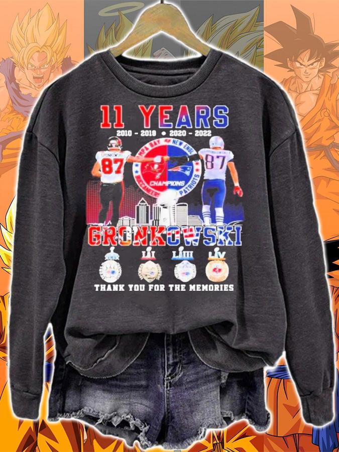 Rob Gronkowski 11 Years 2010-2022 Tampa Bay Buccaneers And New England Patriot Thank You For The Memories Shirt t-shirt sweatshirt