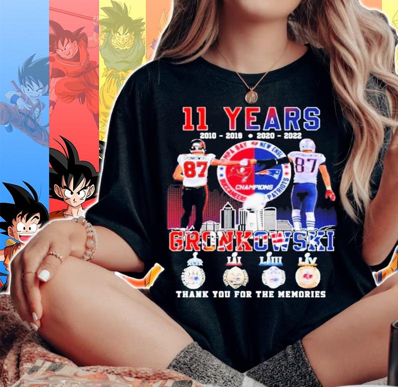 Rob Gronkowski 11 Years 2010-2022 Tampa Bay Buccaneers And New England Patriot Thank You For The Memories Shirt t-shirt woman shirt