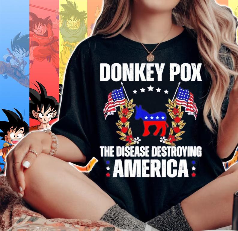 US Flag Donkey Pox The Disease Destroying America Donkeypox Back shirt t-shirt woman shirt
