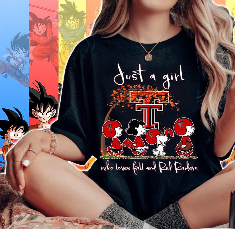 Texas Tech Red Raiders Peanuts Snoopy Just A Girl Who Love Fall And Red Raiders t-shirt woman shirt