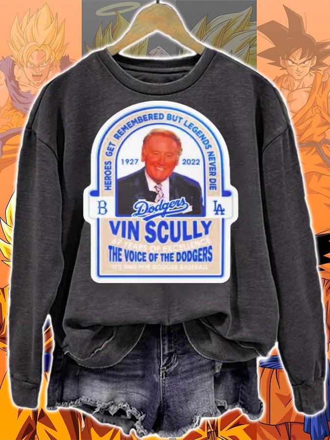 Vin Scully 1927-2022 67 Years Of Excellence The Voice Of The Dodgers It's Time For Dodger Baseball T-Shirt t-shirt sweatshirt