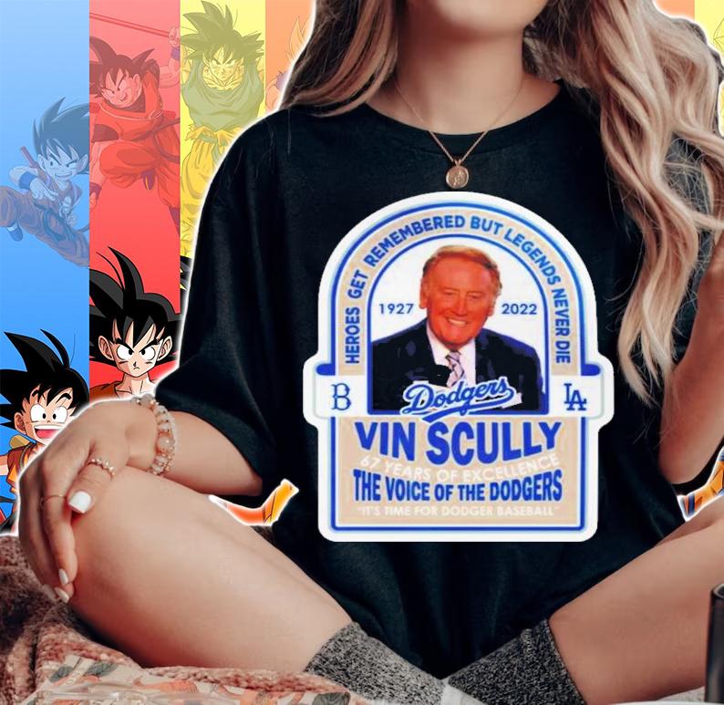 Vin Scully 1927-2022 67 Years Of Excellence The Voice Of The Dodgers It's Time For Dodger Baseball T-Shirt t-shirt woman shirt