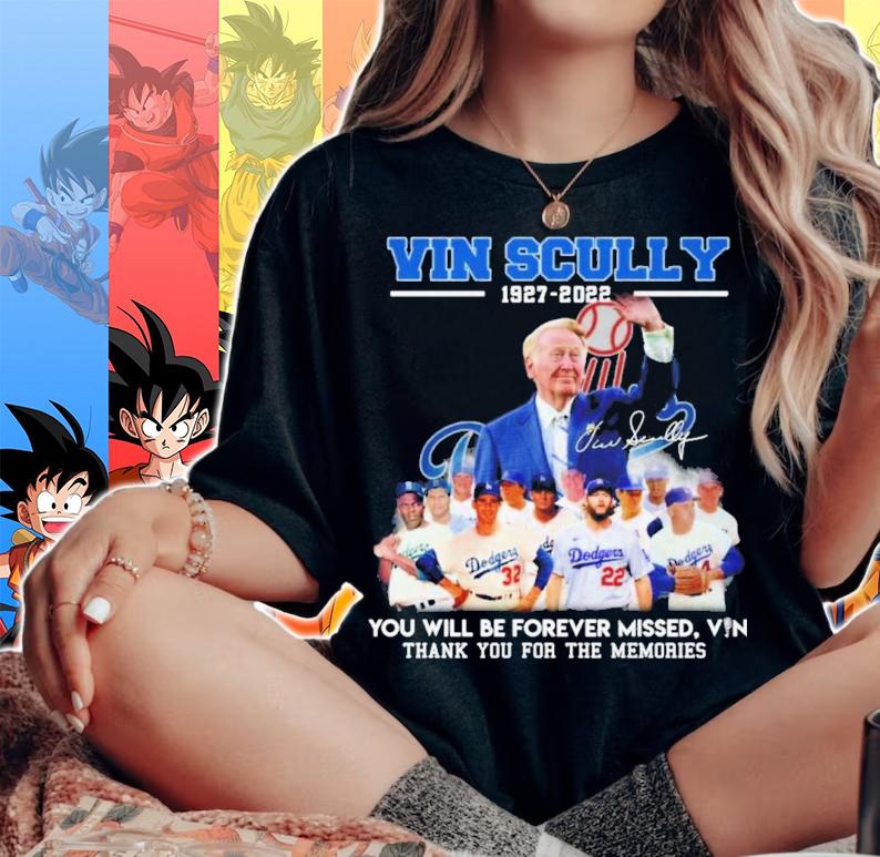 Vin Scully 1927-2022 You Will Be Forever Missed Vin Signatures Thank You For The Memories Shirt t-shirt woman shirt