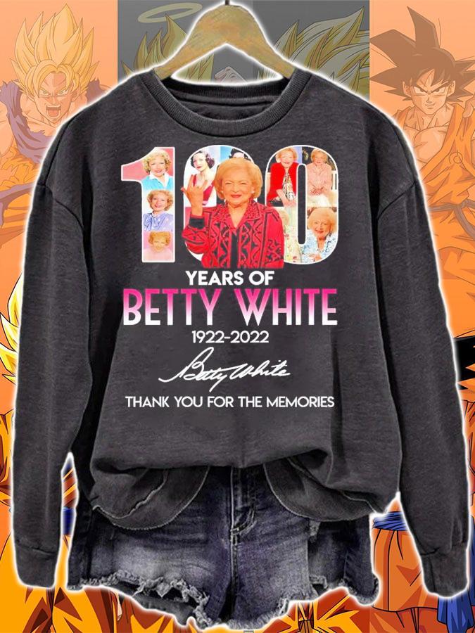 100 Years Of Betty White 1922-2022 Signatures Thank You For The Memories Shirt t-shirt sweatshirt
