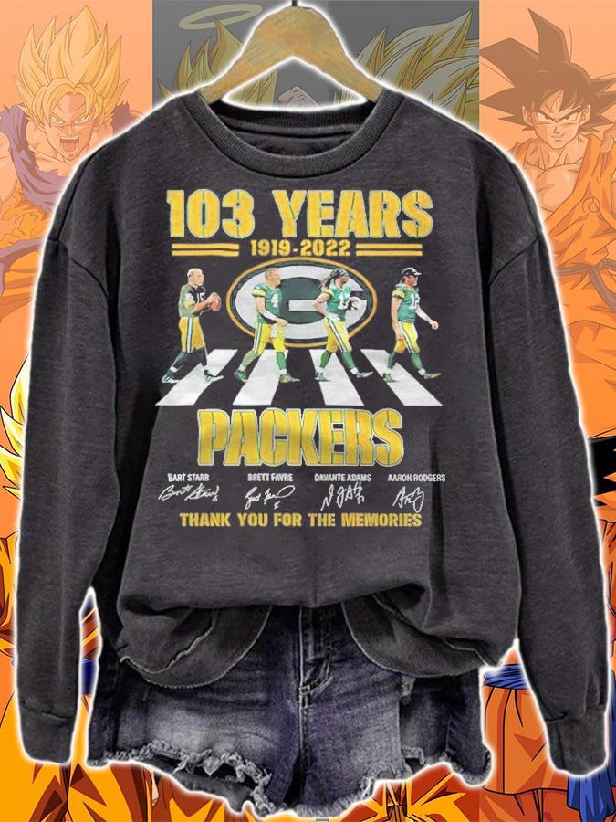 103 Years 1919-2022 Packers Abbey Signatures Thank You For The Memories Shirt t-shirt sweatshirt