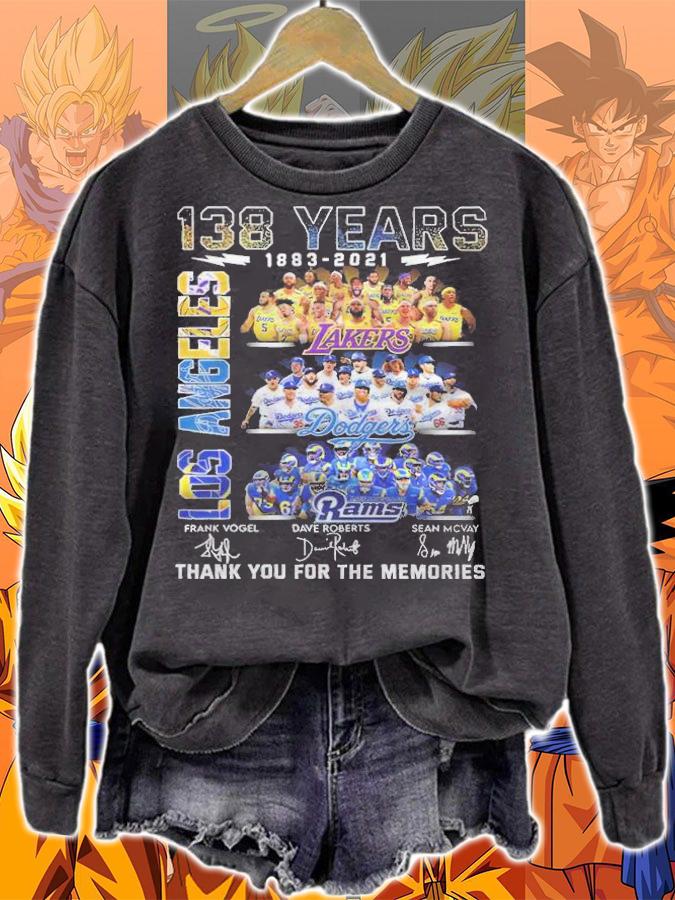 138 Years 1883-2021 Los Angeles Lakers Dodgers Rams Signatures Thank You For The Memories Shirt t-shirt sweatshirt