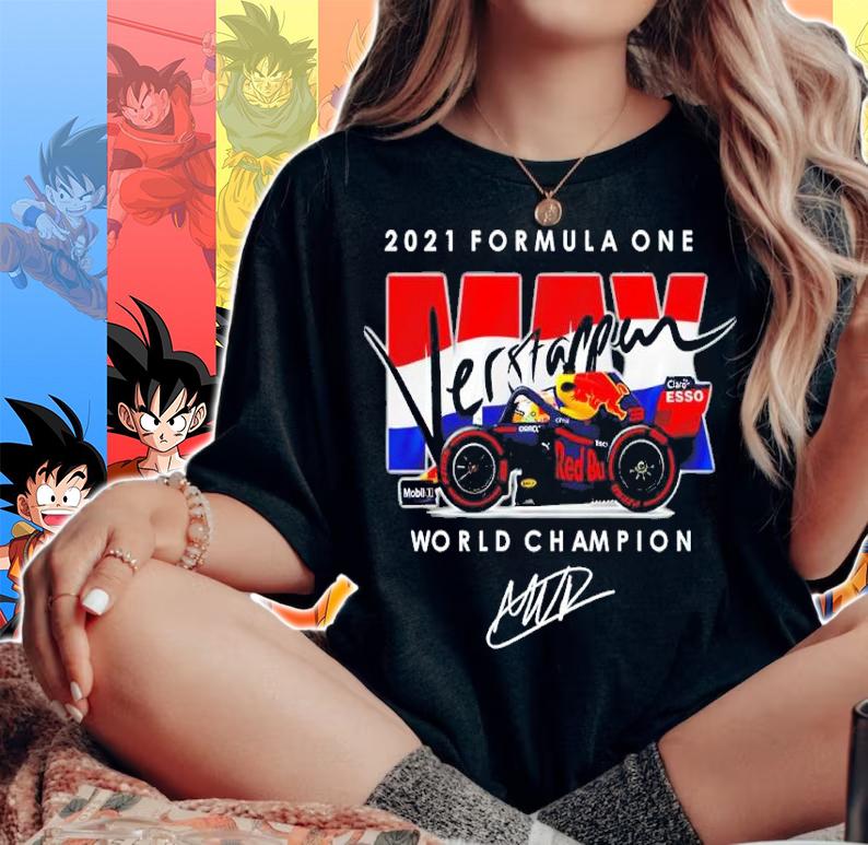 2021 Formula One Max Verstappen World Champion Signatures Shirt t-shirt woman shirt