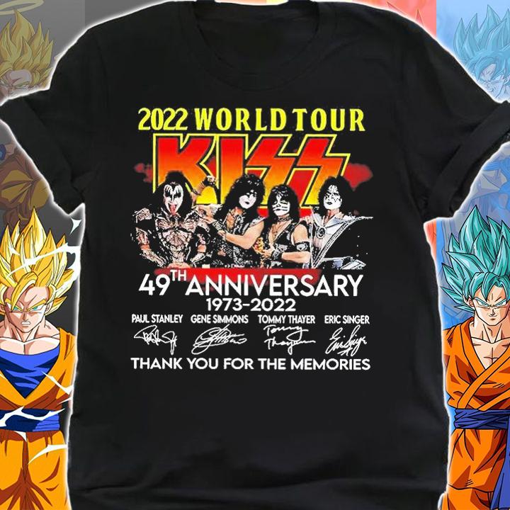 2022 World Tour Kiss 49th Anniversary 1973 2022 Signatures Thank You For The Memories t-shirt shirt