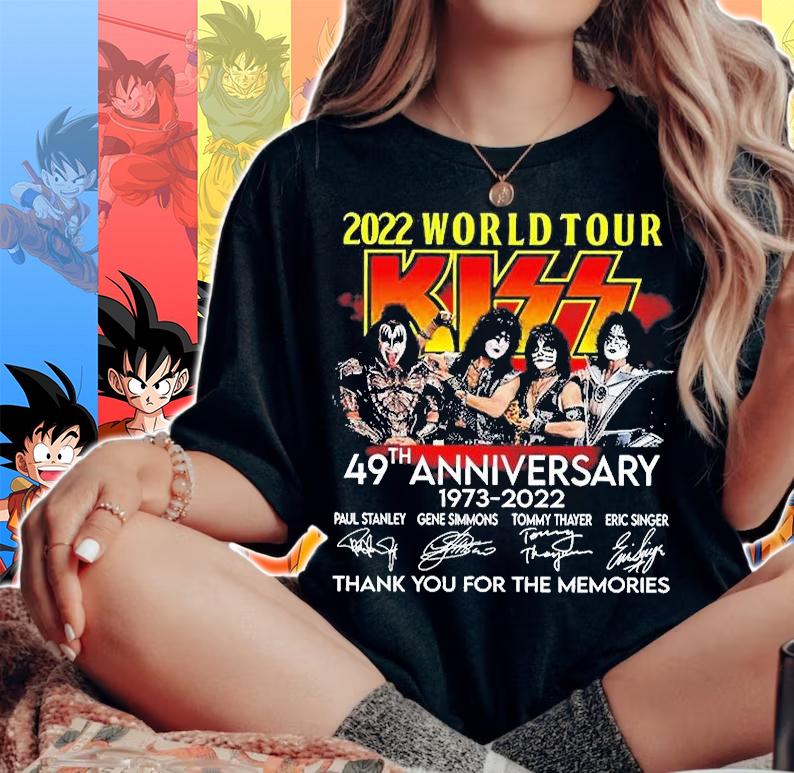 2022 World Tour Kiss 49th Anniversary 1973 2022 Signatures Thank You For The Memories t-shirt woman shirt