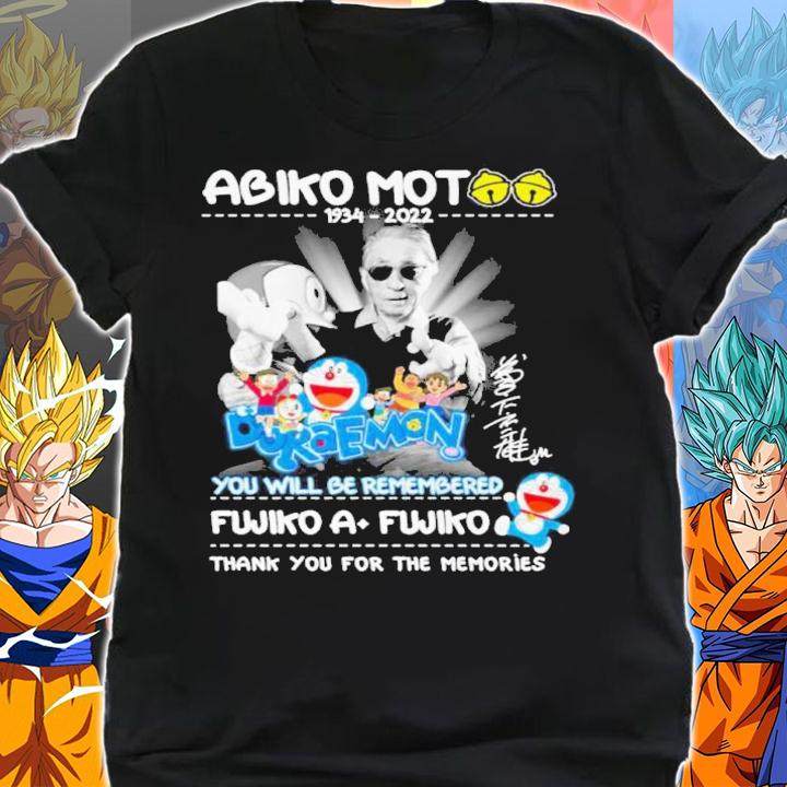 Abiko Motoo 1934-2022 Doraemon You Will Be Remembered Fujiko Fujio Signatures Thank You For The Memories Shirt t-shirt shirt