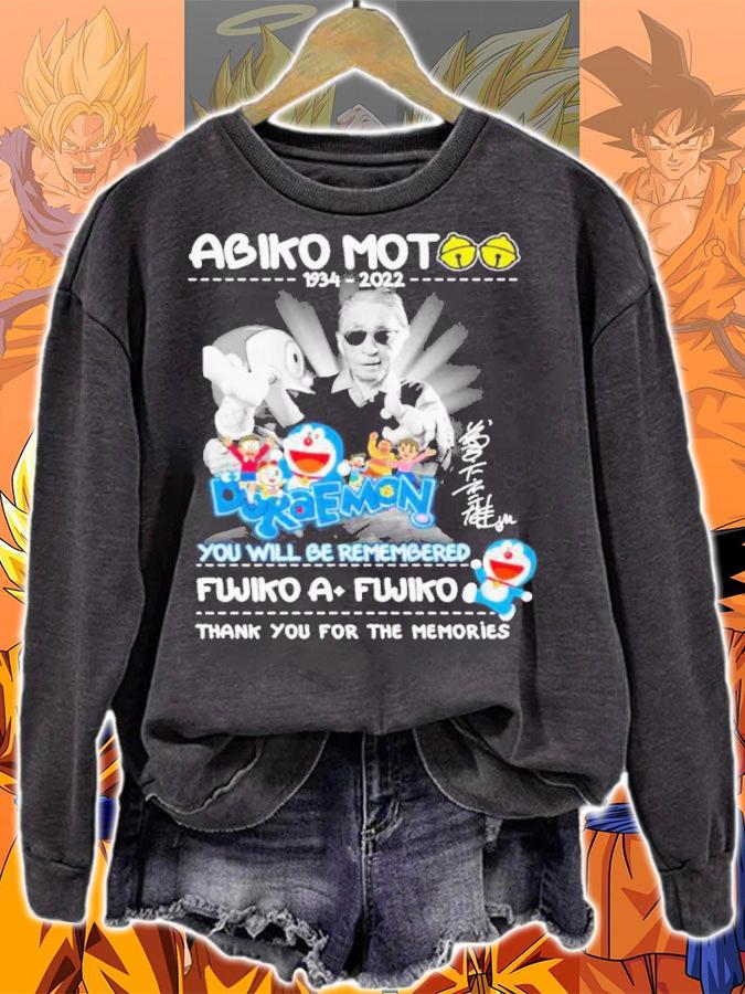 Abiko Motoo 1934-2022 Doraemon You Will Be Remembered Fujiko Fujio Signatures Thank You For The Memories Shirt t-shirt sweatshirt