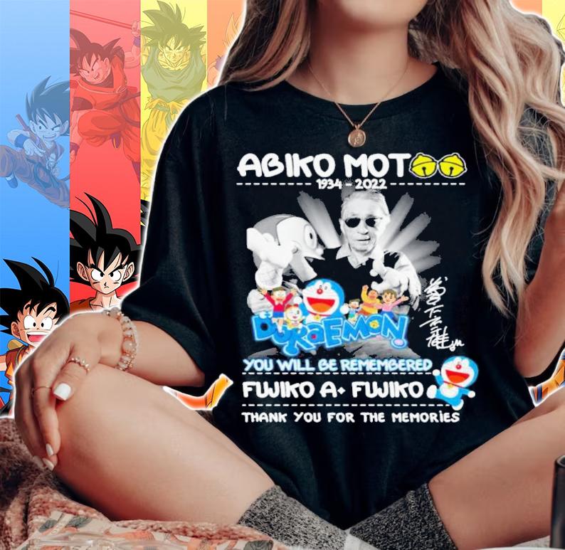 Abiko Motoo 1934-2022 Doraemon You Will Be Remembered Fujiko Fujio Signatures Thank You For The Memories Shirt t-shirt woman shirt
