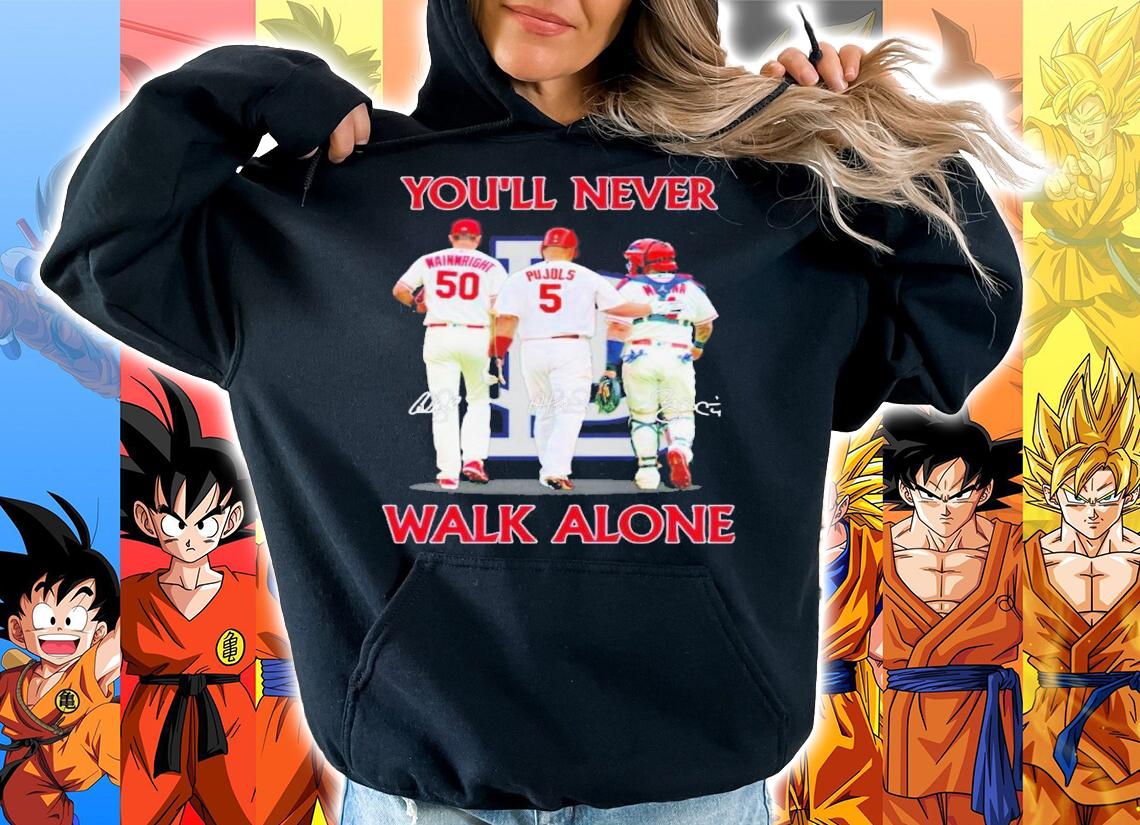 Adam Wainwright Vs Albert Pujols And Yadier Molina You'll Never Walk Alone Signatures Shirt t-shirt hoodie