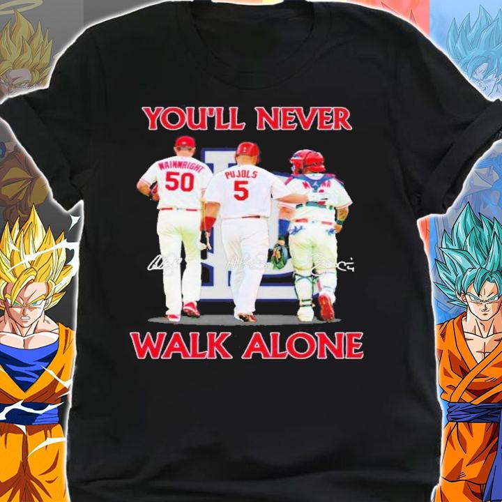 Adam Wainwright Vs Albert Pujols And Yadier Molina You'll Never Walk Alone Signatures Shirt t-shirt shirt