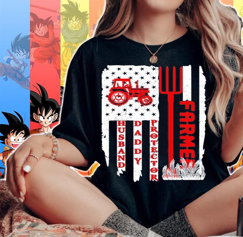American Flag Farmer Husband Daddy Protector Shirt t-shirt woman shirt