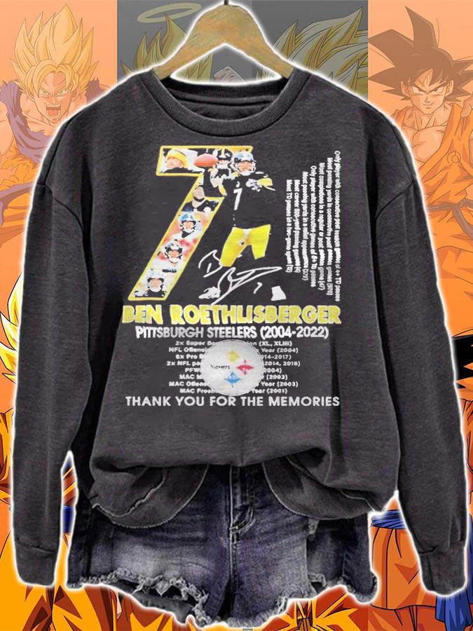Ben Roethlisberger Pittsburgh Steelers 2022 thank you for the memories signature T-shirt t-shirt sweatshirt