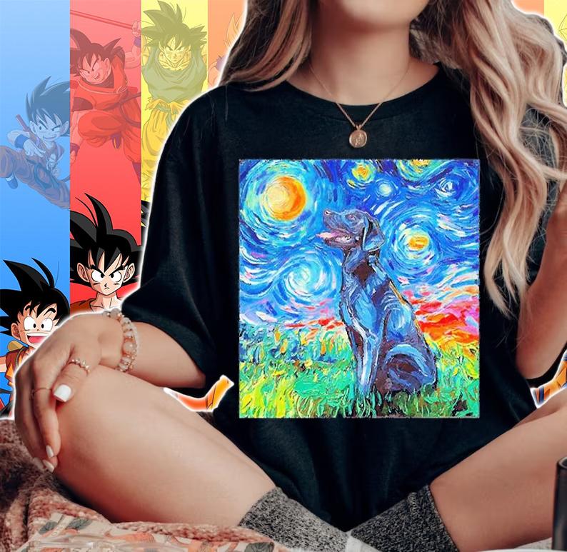 Black Labrador Starry Night Van Gogh t-shirt woman shirt