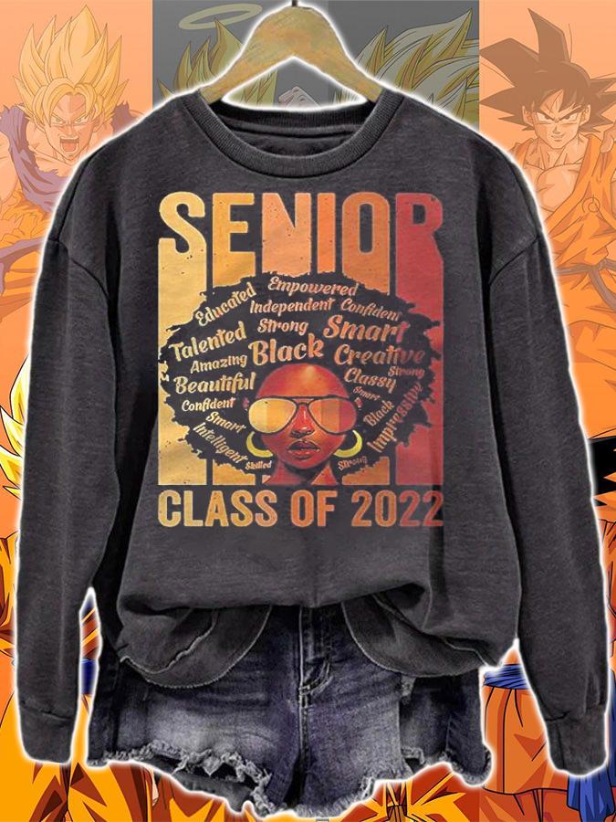 Senior 2022 Class Black Smart Afro Melanin African American Shirt t-shirt sweatshirt