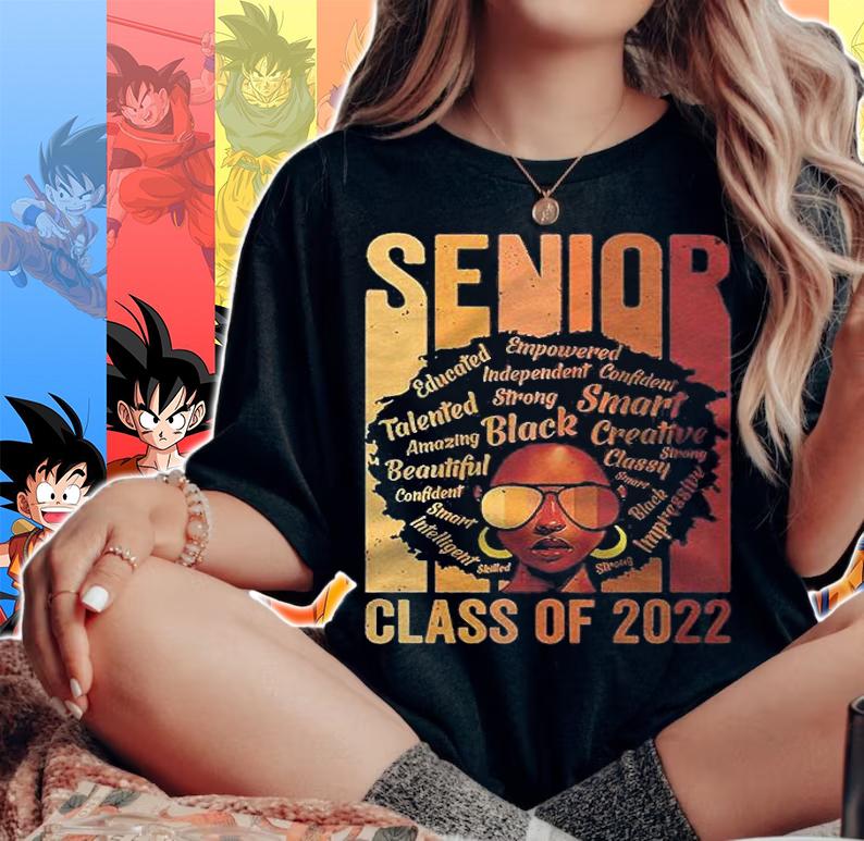 Senior 2022 Class Black Smart Afro Melanin African American Shirt t-shirt woman shirt