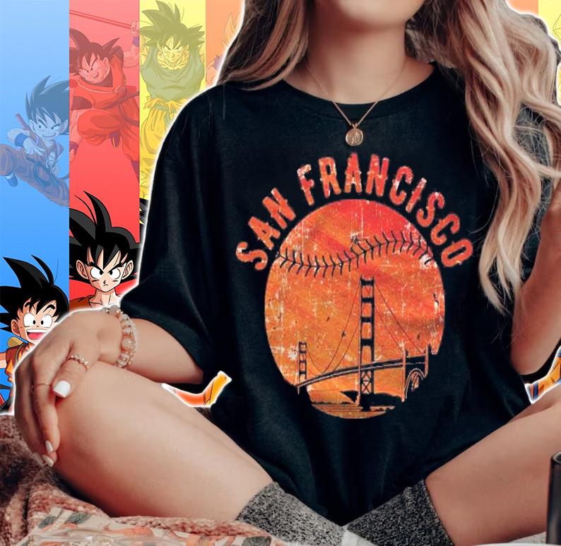 Vintage San Francisco Skyline Golden Gate Bridge Sf Baseball Shirt t-shirt woman shirt