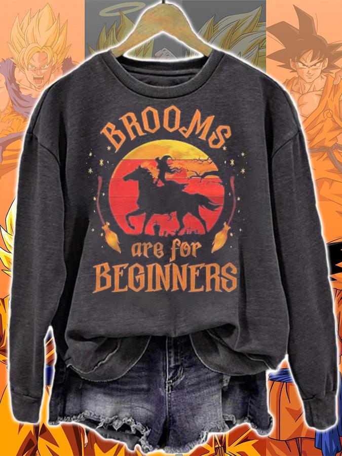 Horses Witch Halloween Funny Brooms Are For Beginners Shirt t-shirt sweatshirt