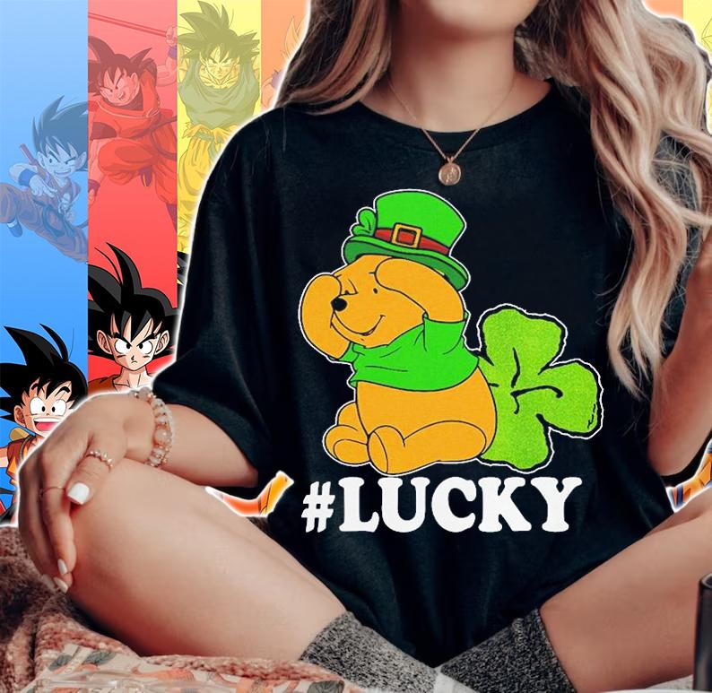 Disney Pooh Winnie The Lucky Shamrock St. Patricks Day T-Shirt t-shirt woman shirt