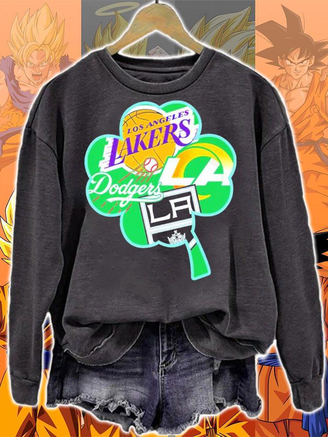 St Patrick's Day Los Angeles Rams Los Angeles Lakers Los Angeles Dodgers Shirt t-shirt sweatshirt