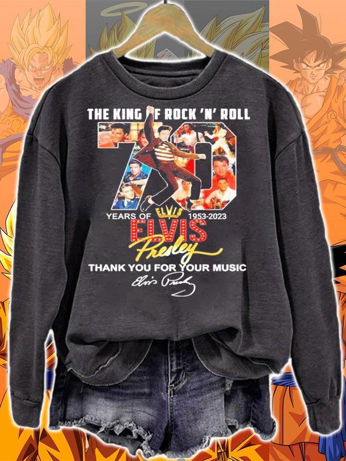 The King Of Rock 'N' Roll 70 Years Of 1953-2023 Elvis Presley Signatures Thank You For The Memories Shirt t-shirt sweatshirt