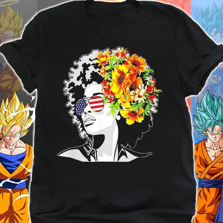 Flower Afro Hair Puerto Rico Black Melanin Queen T-Shirt t-shirt shirt