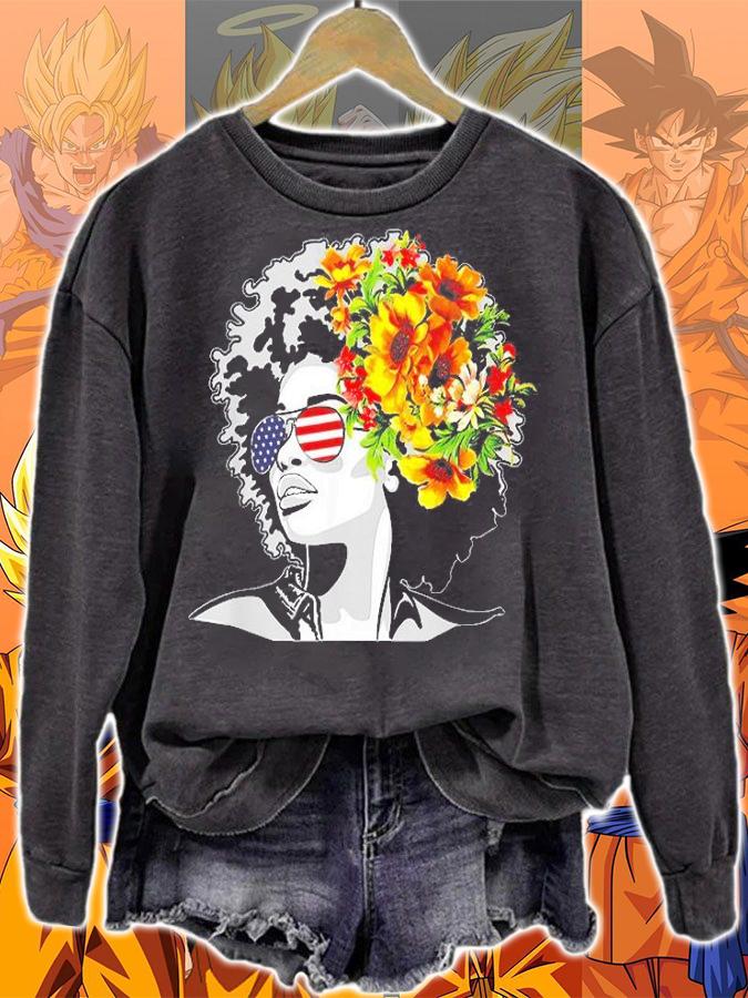 Flower Afro Hair Puerto Rico Black Melanin Queen T-Shirt t-shirt sweatshirt
