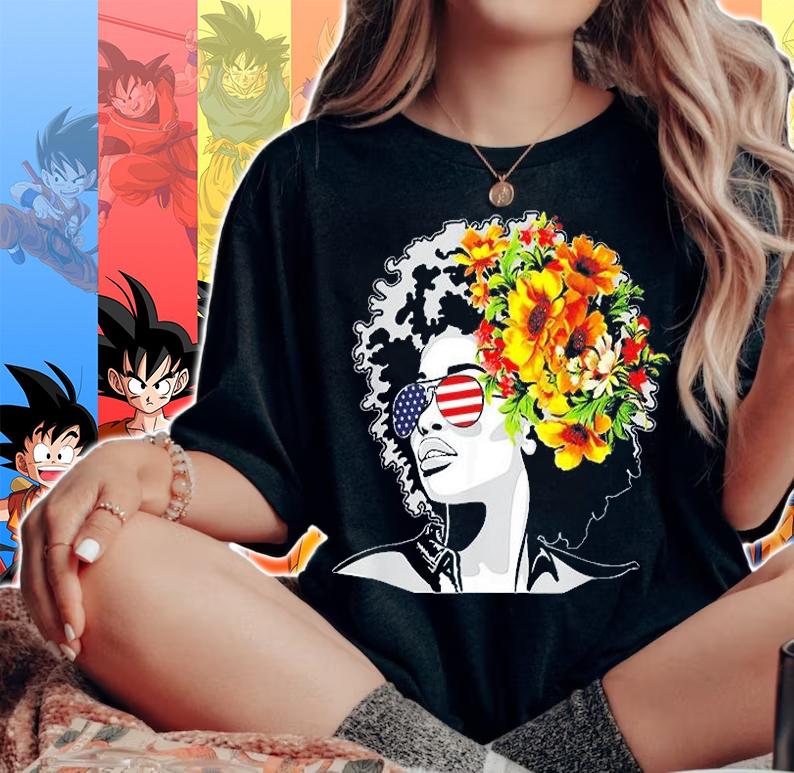Flower Afro Hair Puerto Rico Black Melanin Queen T-Shirt t-shirt woman shirt