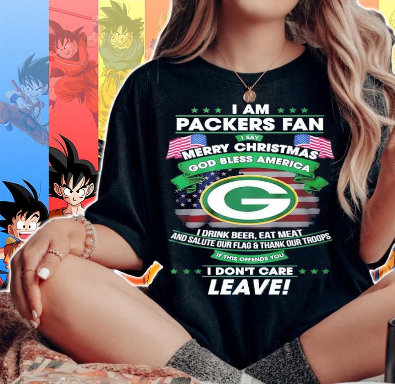 I Am Packers Fan Merry Christmas God Bless America I Drink Beer Eat Meat And Salute Our Flag And Thank Our Troops Shirt t-shirt woman shirt