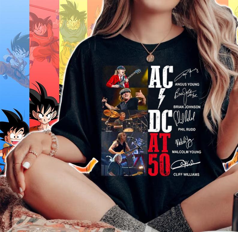 ACDC Band Member At 50 Signatures t-shirt woman shirt