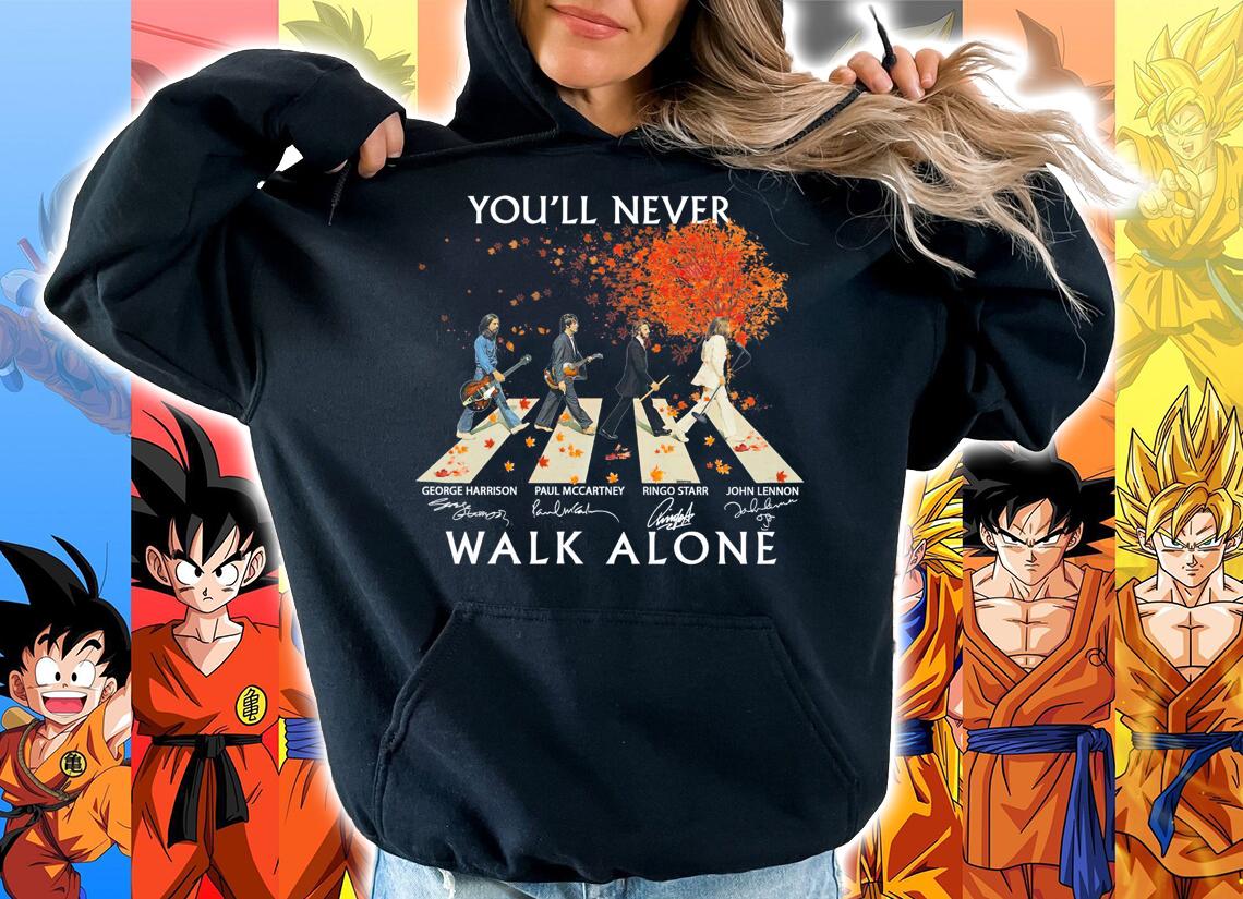 The Beatles Band You'll Never Walk Alone Signatures Abbey Road t-shirt hoodie