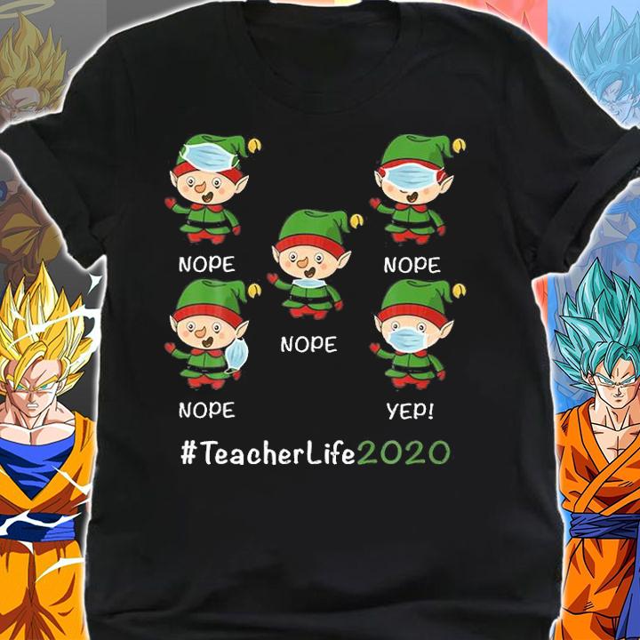 Funny Christmas Teacher life 2020 Elf wearing Mask T-Shirt t-shirt shirt